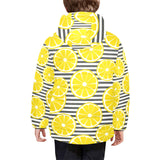 slice of lemon design pattern Kids' Boys' Girls' Padded Hooded Jacket