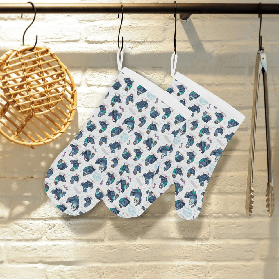Pigeon Pattern Print Design 02 Heat Resistant Oven Mitts