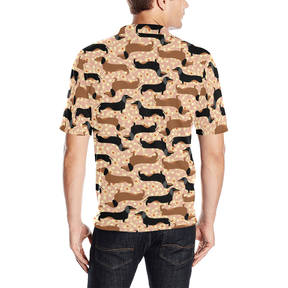 Dachshund decorative background Men's All Over Print Polo Shirt