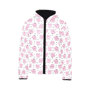 Pig Pattern Print Design 03 Kids' Boys' Girls' Padded Hooded Jacket