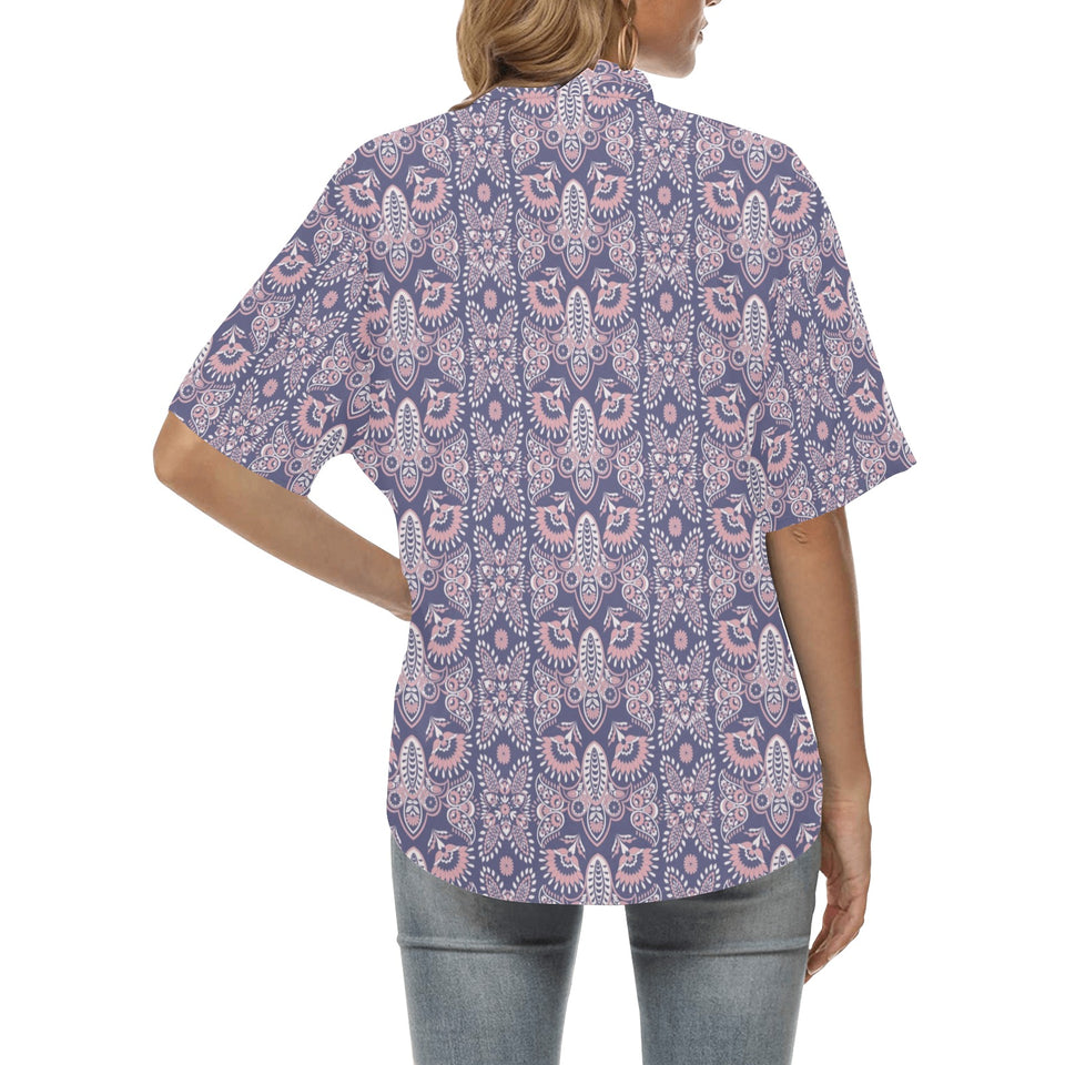 Indian Batik Style pattern Women's All Over Print Hawaiian Shirt