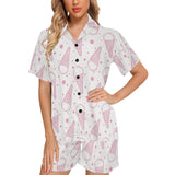 Hand drawn ice cream pattern Women's V-Neck Short Pajama Set