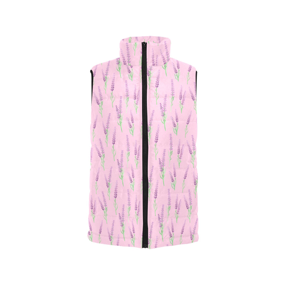 Lavender pattern pink background Men's Padded Vest