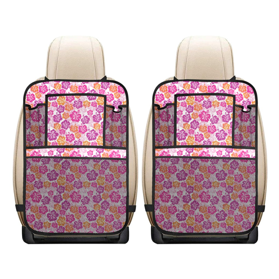 Hibiscus Pattern Print Design 01 Car Seat Back Organizer