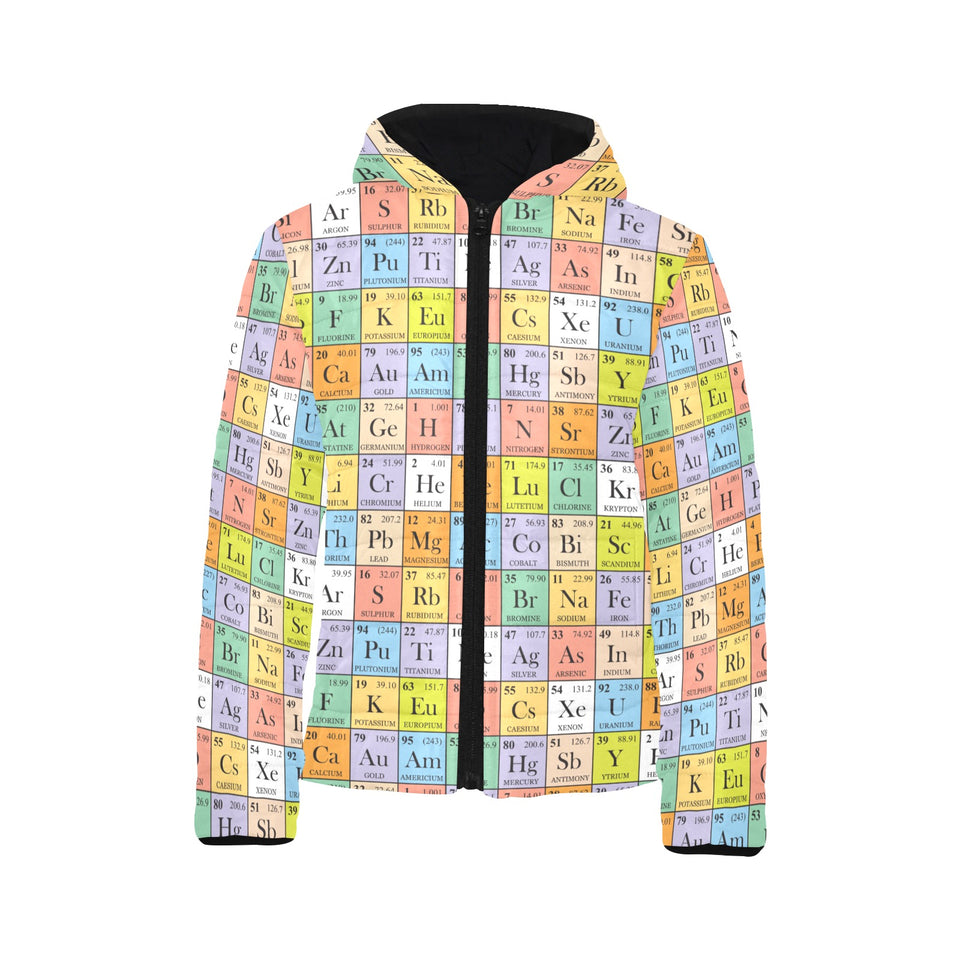 Chemistry Periodic Table Pattern Print Design 01 Kids' Boys' Girls' Padded Hooded Jacket