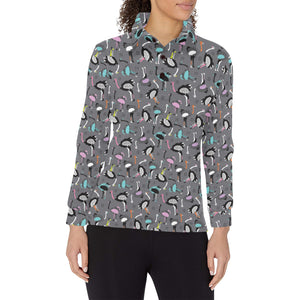 Ostrich Pattern Print Design 01 Women's Long Sleeve Polo Shirt