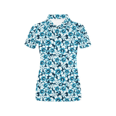 Hibiscus Pattern Print Design 04 Women's All Over Print Polo Shirt