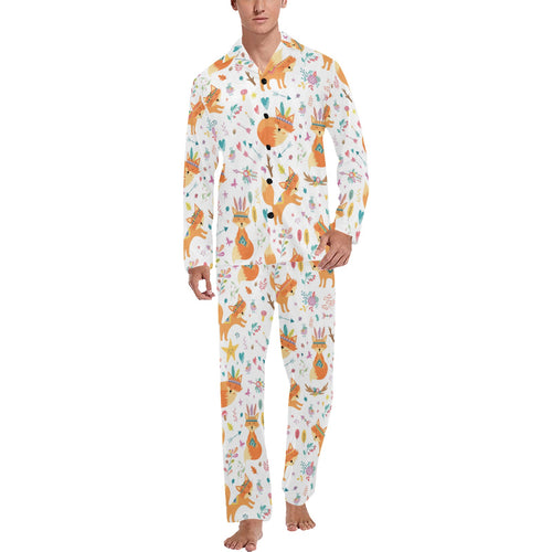 cute tribal fox pattern Men's Long Pajama Set