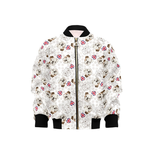 English Bulldog Pattern Print Design 01 Kids' Boys' Girls' Bomber Jacket