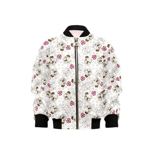 English Bulldog Pattern Print Design 01 Kids' Boys' Girls' Bomber Jacket