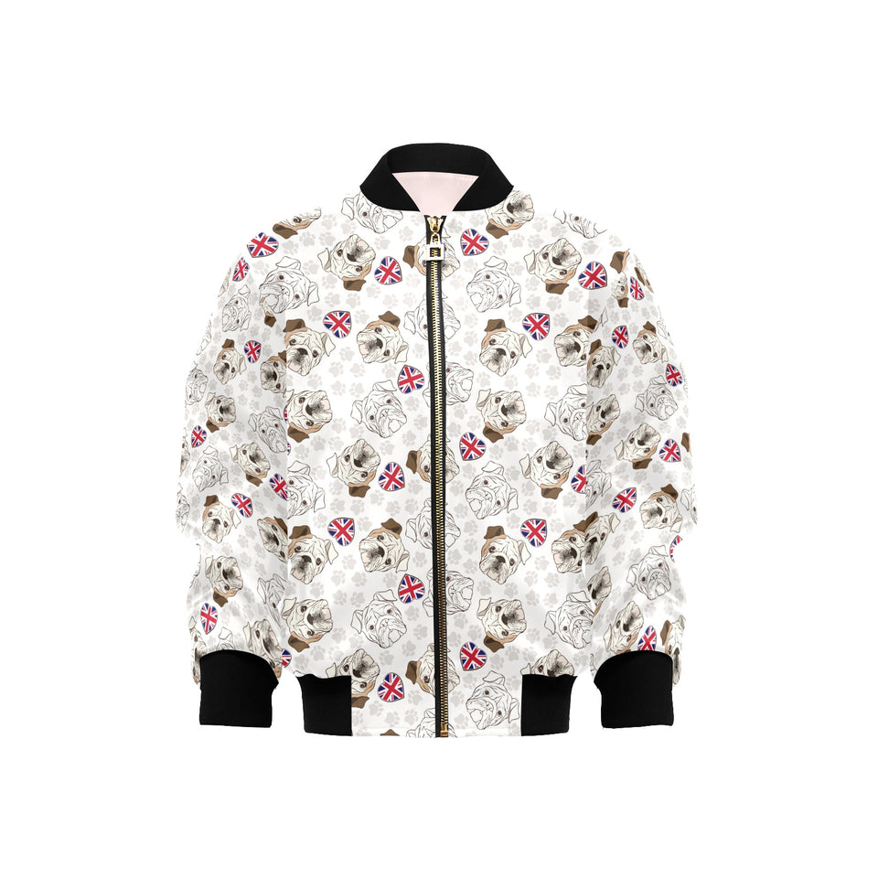 English Bulldog Pattern Print Design 01 Kids' Boys' Girls' Bomber Jacket