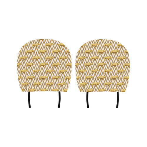 Rhino yellow theme pattern Car Headrest Cover