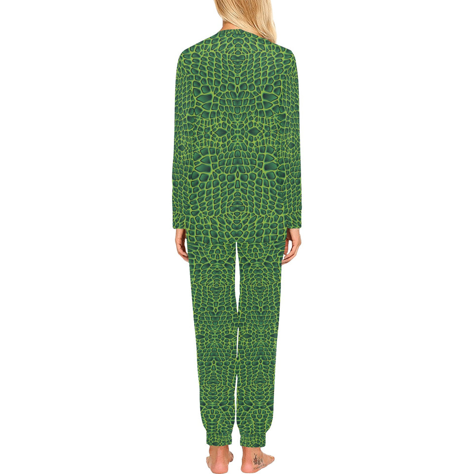 Crocodile Skin Printed Women's All Over Print Pajama Set