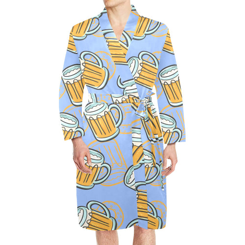 Beer pattern Men's Long Sleeve Belted Night Robe