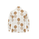 Gold Texture mushroom pattern Men's Long Sleeve Polo Shirt