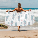 cute rhino heart pattern Beach Towel