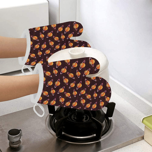 Hamburger Pattern Print Design 05 Heat Resistant Oven Mitts