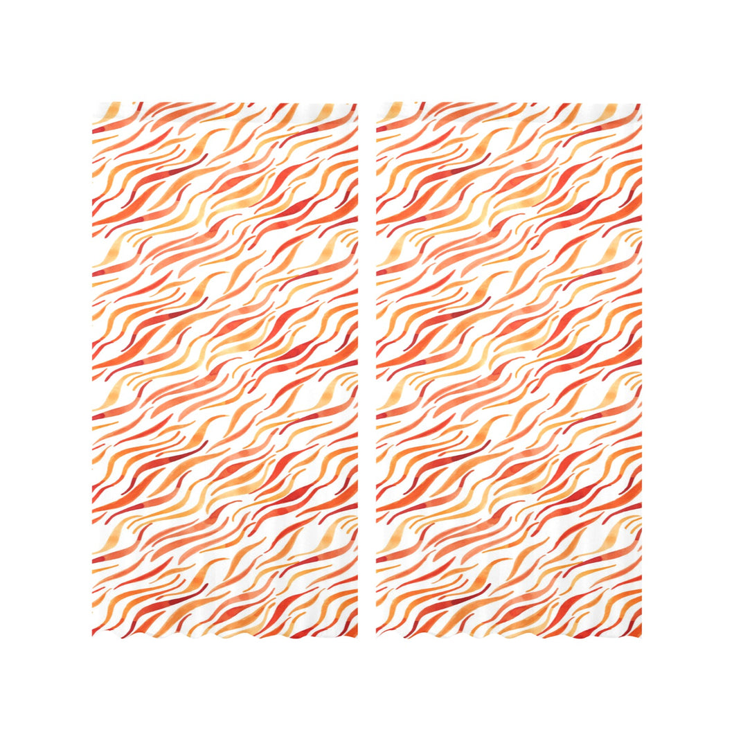 Fire flame watercolor pattern Gauze Curtain