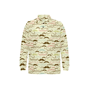 Mustache Beard Pattern Print Design 01 Men's Long Sleeve Polo Shirt