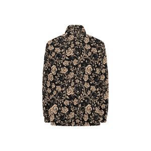 Rose Pattern Print Design 04 Women's Long Sleeve Polo Shirt