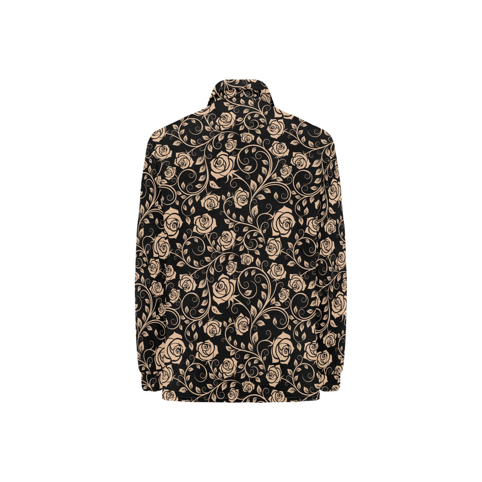 Rose Pattern Print Design 04 Women's Long Sleeve Polo Shirt