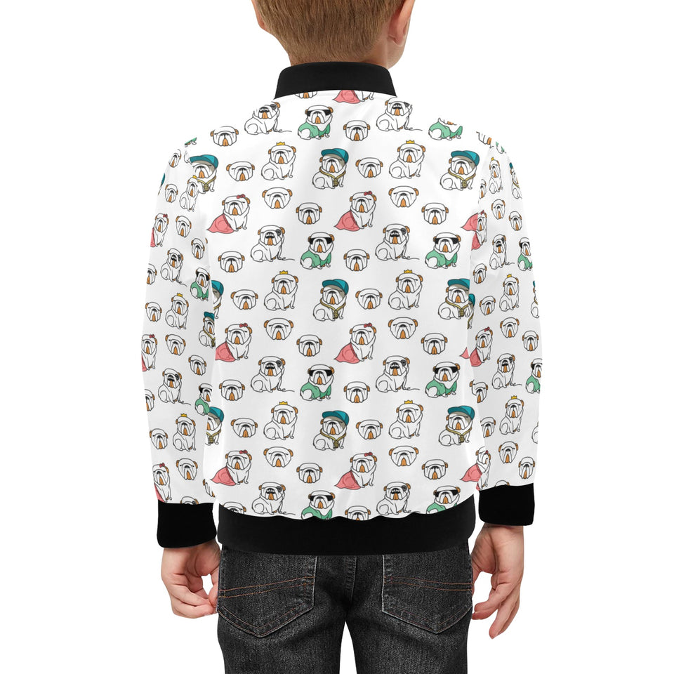 English Bulldog Pattern Print Design 03 Kids' Boys' Girls' Bomber Jacket