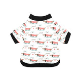 Cute dachshund bone pattern All Over Print Pet Dog Round Neck Fuzzy Shirt