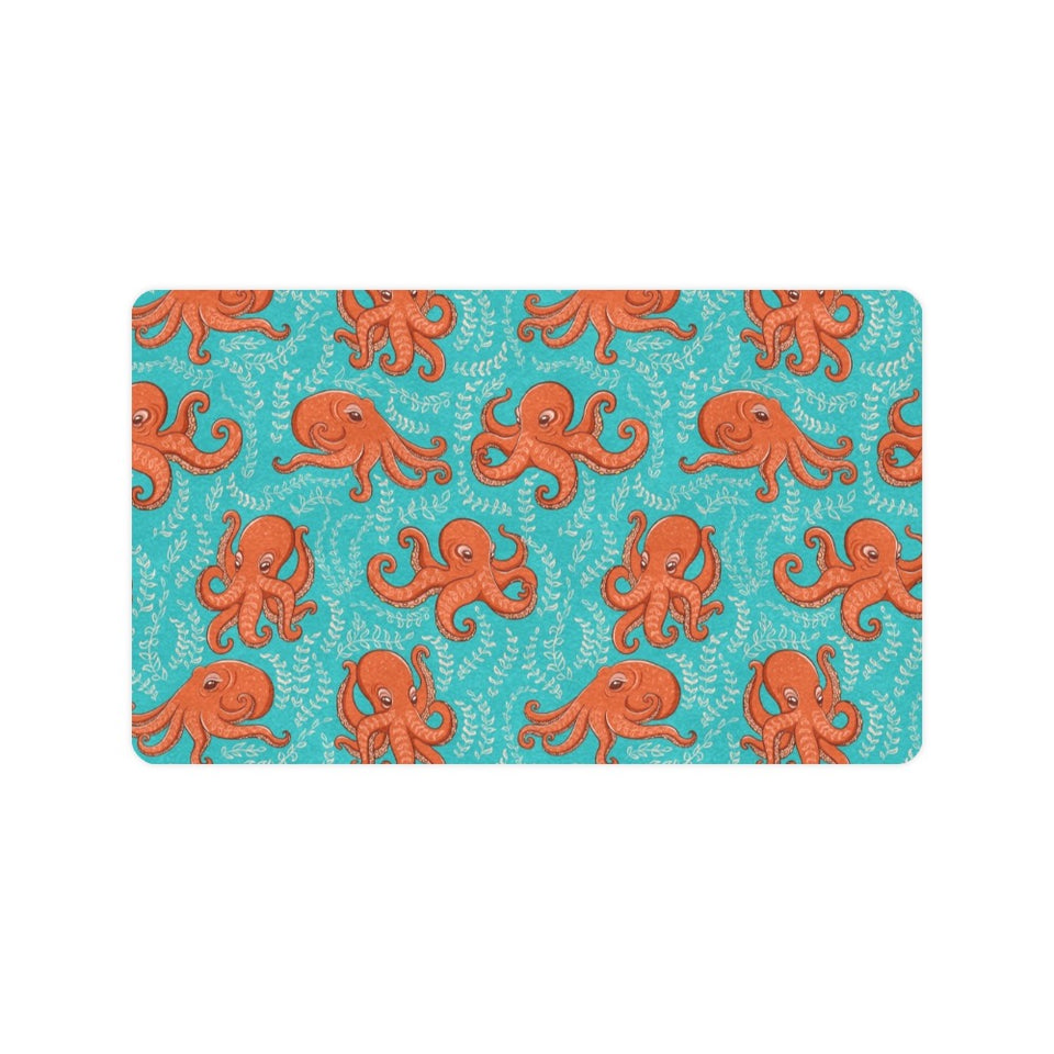 Octopus turquoise background Doormat