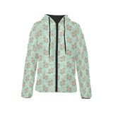 Hippopotamus Pattern Print Design 02 Women's Padded Hooded Jacket