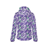 Eggplant Pattern Print Design 03 Women's Padded Hooded Jacket