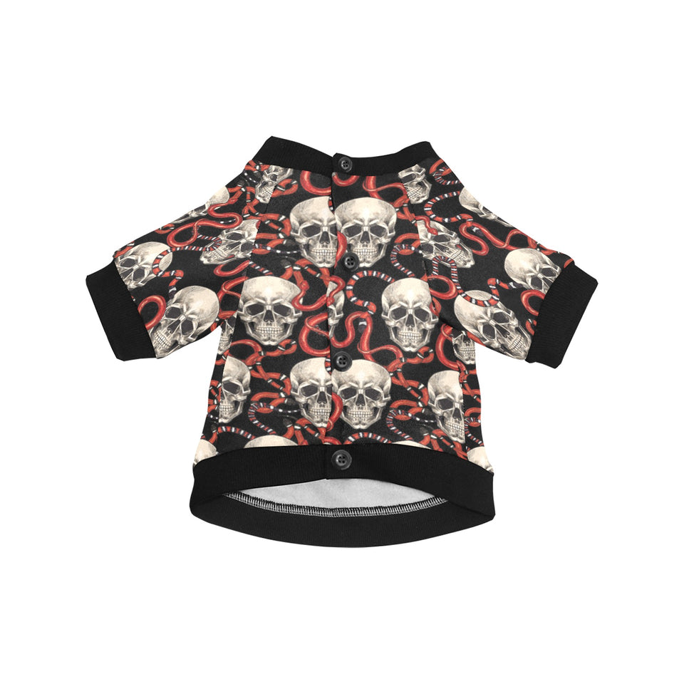 Red snake skull pattern All Over Print Pet Dog Round Neck Fuzzy Shirt