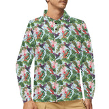 Hummingbird Pattern Print Design 05 Men's Long Sleeve Polo Shirt