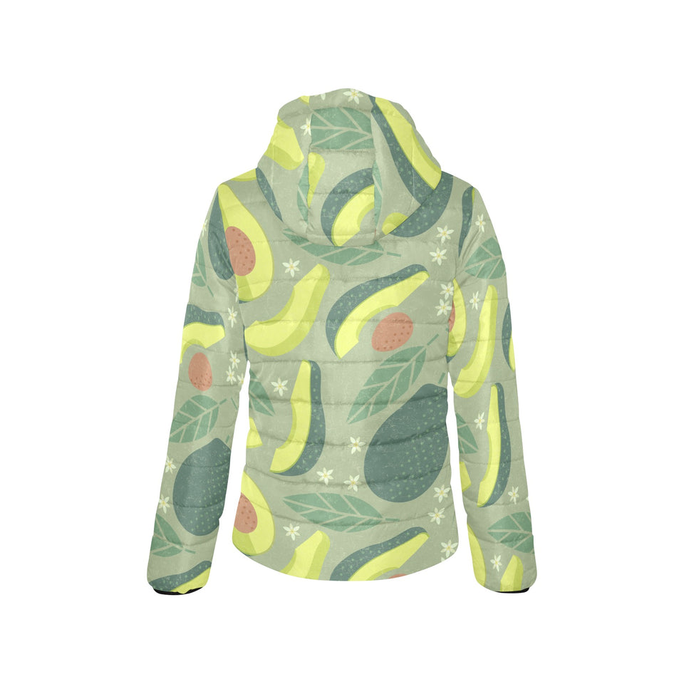 Avocado pattern Women's Padded Hooded Jacket
