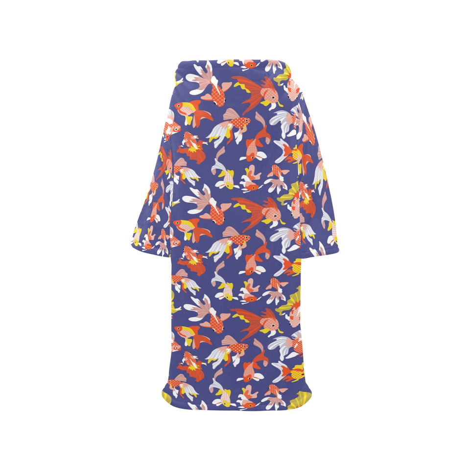 Goldfish Pattern Print Design 04 Blanket Robe with Sleeves