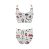 Hot air balloon pattern Chest Bowknot High Waisted Bikini Swimsuit