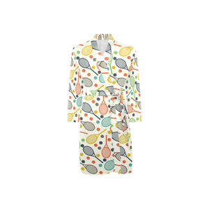 Tennis Pattern Print Design 03 Men's Long Sleeve Belted Night Robe