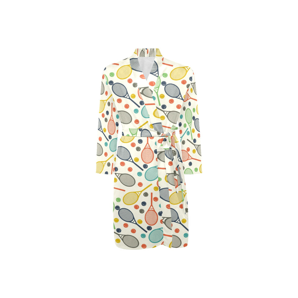 Tennis Pattern Print Design 03 Men's Long Sleeve Belted Night Robe