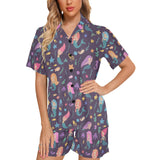 beautiful mermaid Fish jellyfish algae other marin Women's V-Neck Short Pajama Set