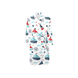 Cute color paper sailboat pattern Men's Long Sleeve Belted Night Robe