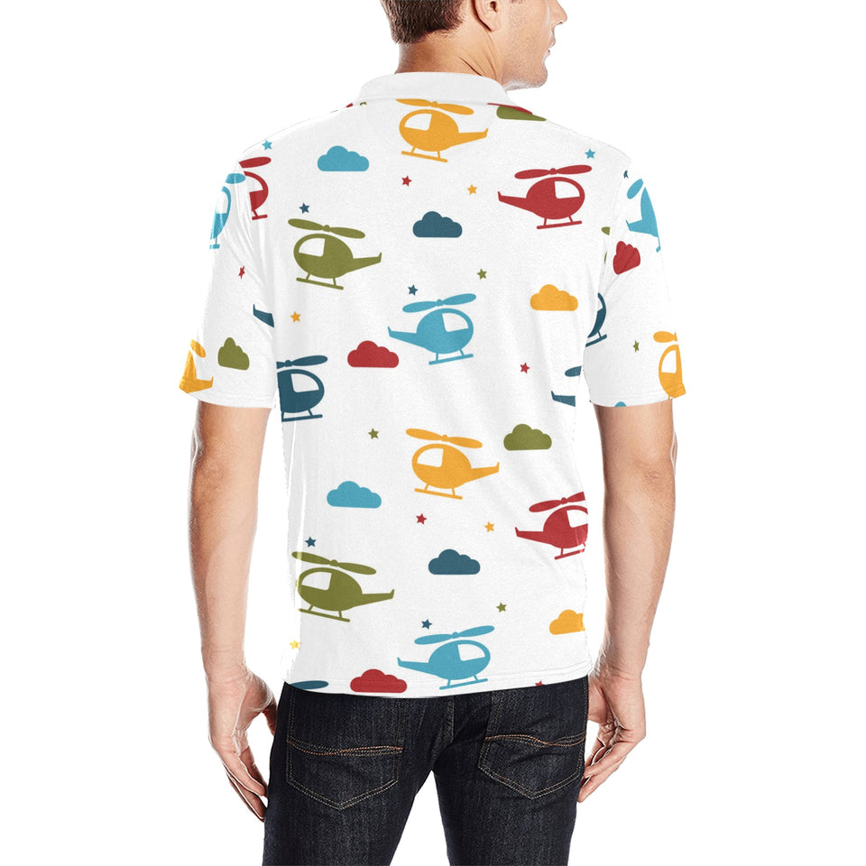 Colorful helicopter pattern Men's All Over Print Polo Shirt