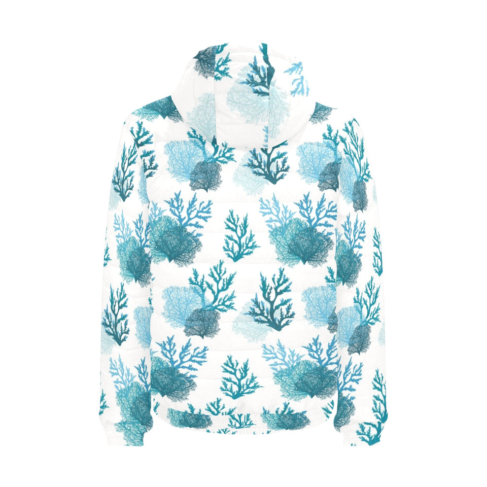 Coral Reef Pattern Print Design 04 Men's Padded Hooded Jacket