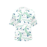 Crocodile diver pattern Women's All Over Print Hawaiian Shirt