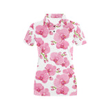 pink purple orchid pattern background Women's All Over Print Polo Shirt