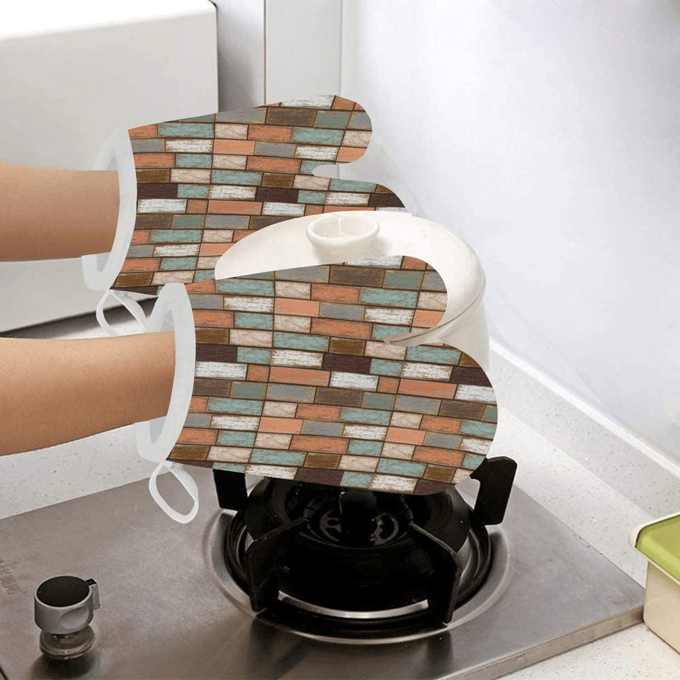 Wood Printed Pattern Print Design 02 Heat Resistant Oven Mitts