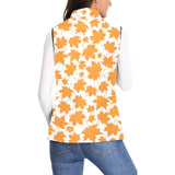 Orange Maple Leaf pattern Women's Padded Vest