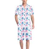 Hummingbird Pattern Print Design 02 Men's V-Neck Short Pajama Set