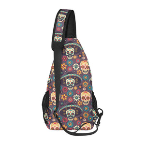 Sugar skulls flower maxican pattern All Over Print Chest Bag