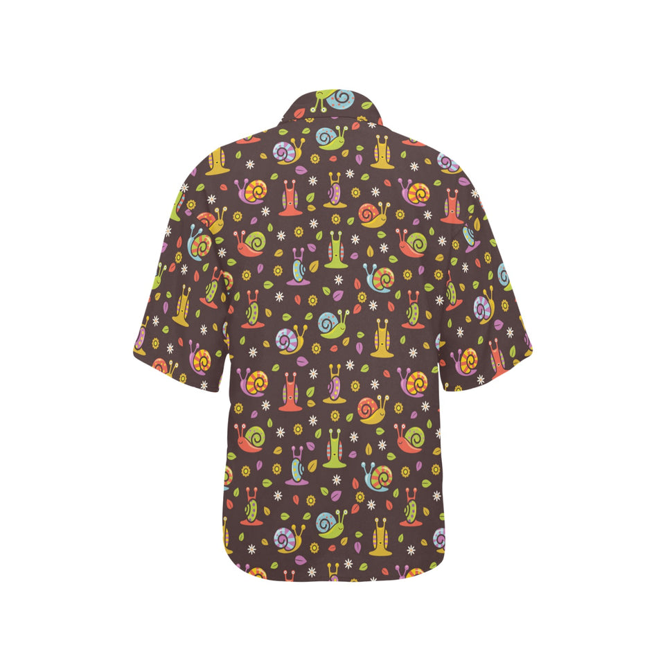 Snail Pattern Print Design 02 Women's All Over Print Hawaiian Shirt