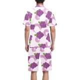 Cute Grape pattern Men's V-Neck Short Pajama Set