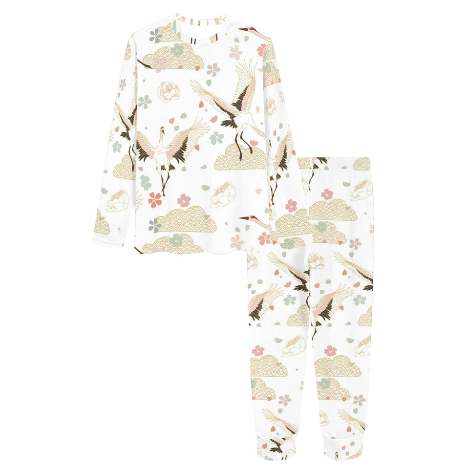 Beautiful Japanese cranes pattern Women's All Over Print Pajama Set
